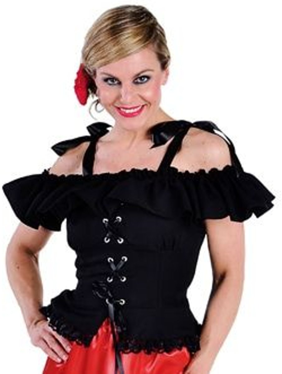 Boeren Tirol & Oktoberfest Kostuum | Verleidelijke Dirndl Blouse Angelica Zwart Vrouw | Small | Bierfeest | Verkleedkleding